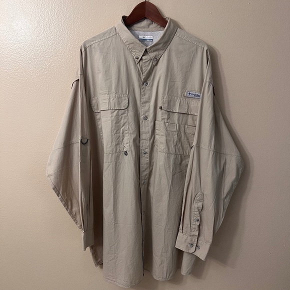 Columbia Other - Columbia Men's PFG Sportswear Khaki Button Down Shirt Fishing Lightweight Sz 2XL